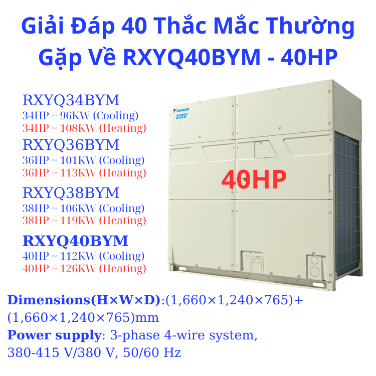 40 Thắc Mắc Thường Gặp Về RXYQ40BYM - 40HP