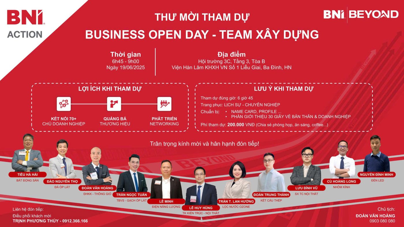 BUSINESS OPEN DAY – TEAM XÂY DỰNG BNI ACTION