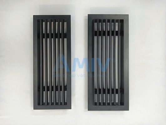 Cửa gió nhựa ABS nan thẳng màu đen 600x200